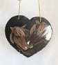 Horse Painting On Hanging Slate Heart - Image 3