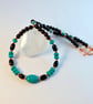 Turquoise & Tiger Ebony Necklace - December Birthday, Anniversary, Gifts For Her - Image 1