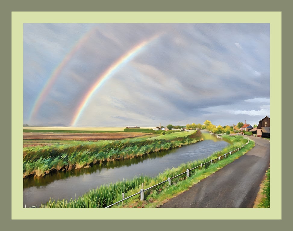Double Rainbow Nordelph Norfolk Fens Greeting Card A5