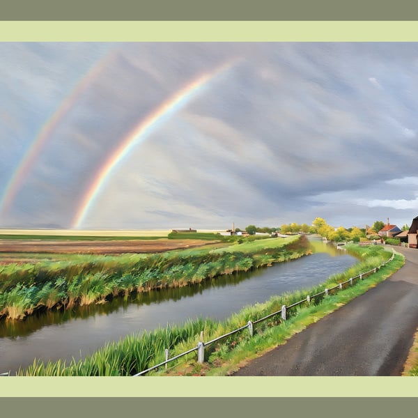 Double Rainbow Nordelph Norfolk Fens Greeting Card A5