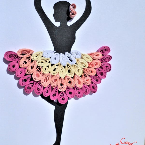 Beautiful quilled ballerina silhouette blank card