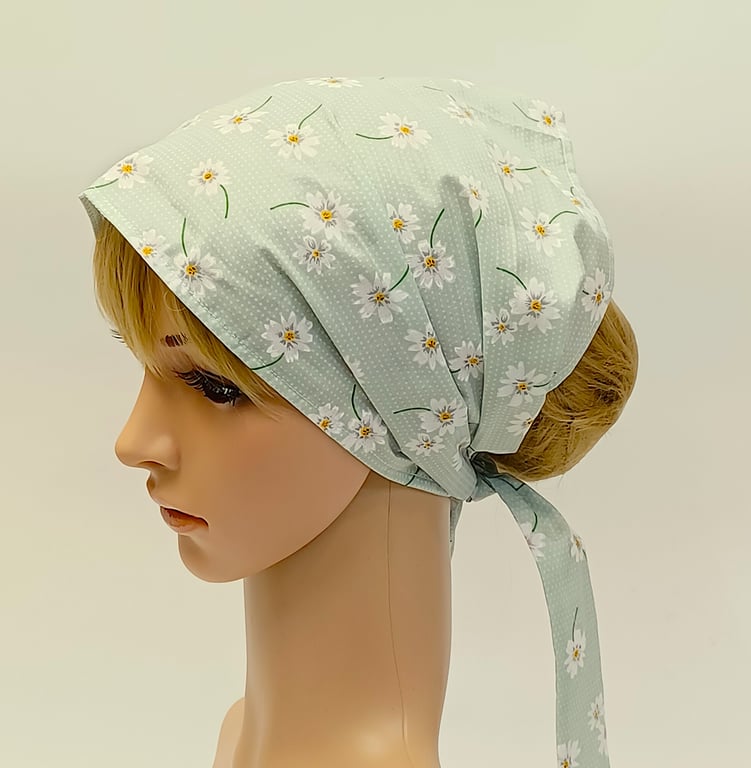 Floral hair covering, wide head scarf, hair wrap for women, bandanna