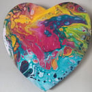 Abstract Heart Hand Poured Acrylic Fluid Art Painting
