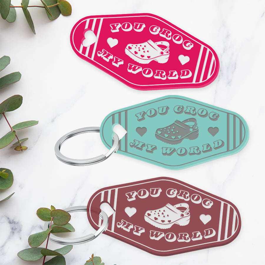 You Croc My World Acrylic Keyring: Funny Croc Shoe Pun, Ideal For Valentines Day