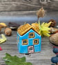 Summer Seconds Handmade Blue Ceramic Mini House with Chimney - Image 2