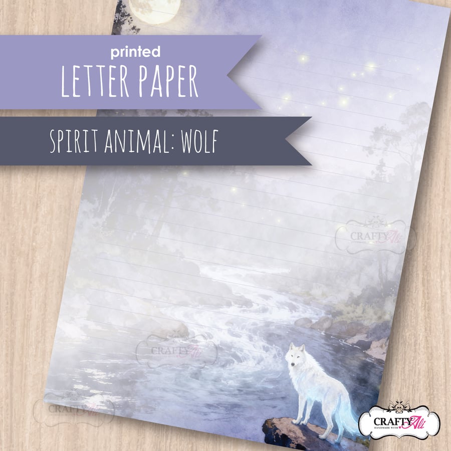 Letter Writing Paper - Spirit Animal Guides: Wolf
