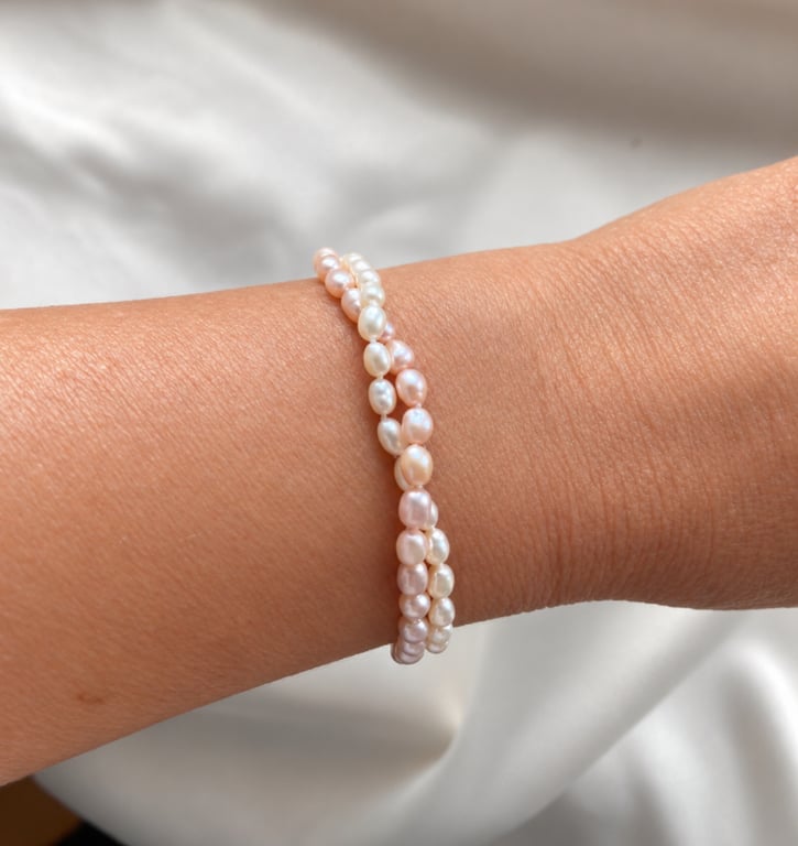 Delicate Blush & Ivory Freshwater Pearl Bracelet