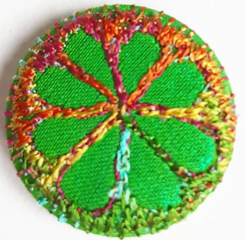 Buttons 1 inch button Hand Dyed Silks and Cottons Free Machine Embroidery Button