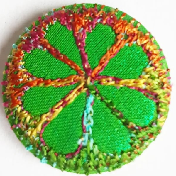 Buttons 1 inch button Hand Dyed Silks and Cottons Free Machine Embroidery Button