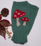Wool Knitted Fingerless Gloves with a Toadstool Motif - Image 1