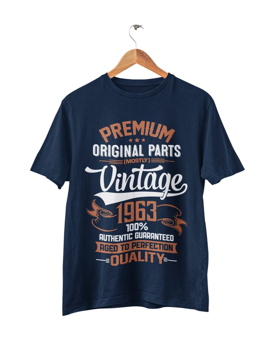 Funny 60th Birthday T Shirt 2023 Premium Quality Original Parts Vintage 1963 Age