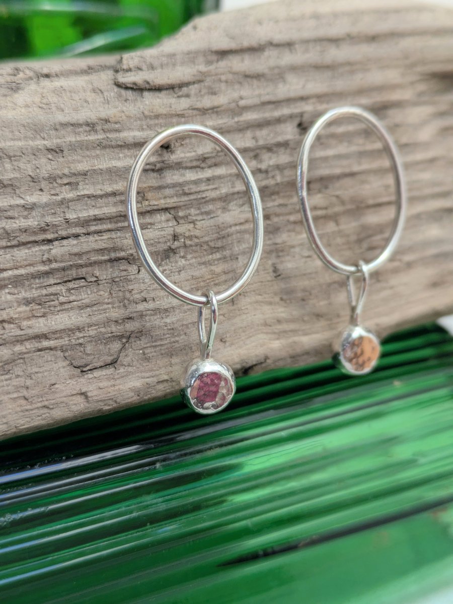 Sterling silver oval earrings 