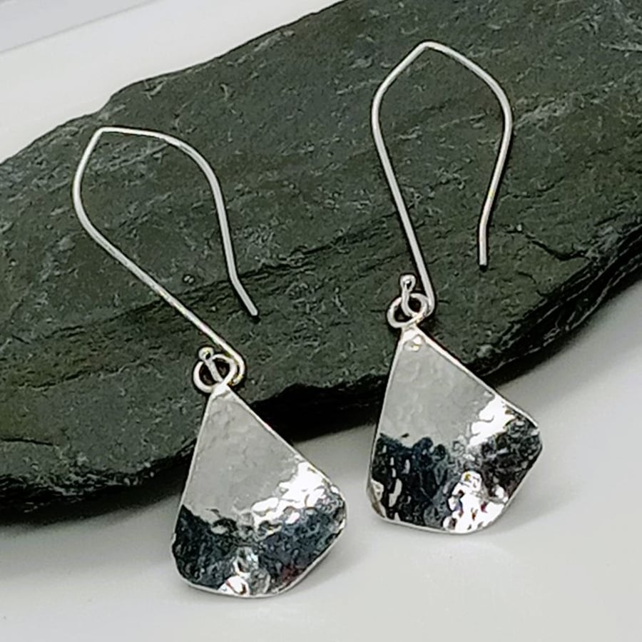 Textured large eardrops sterling silver