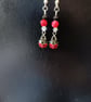 Beaded red, black and silver ladybird charm dangle earrings - Image 4