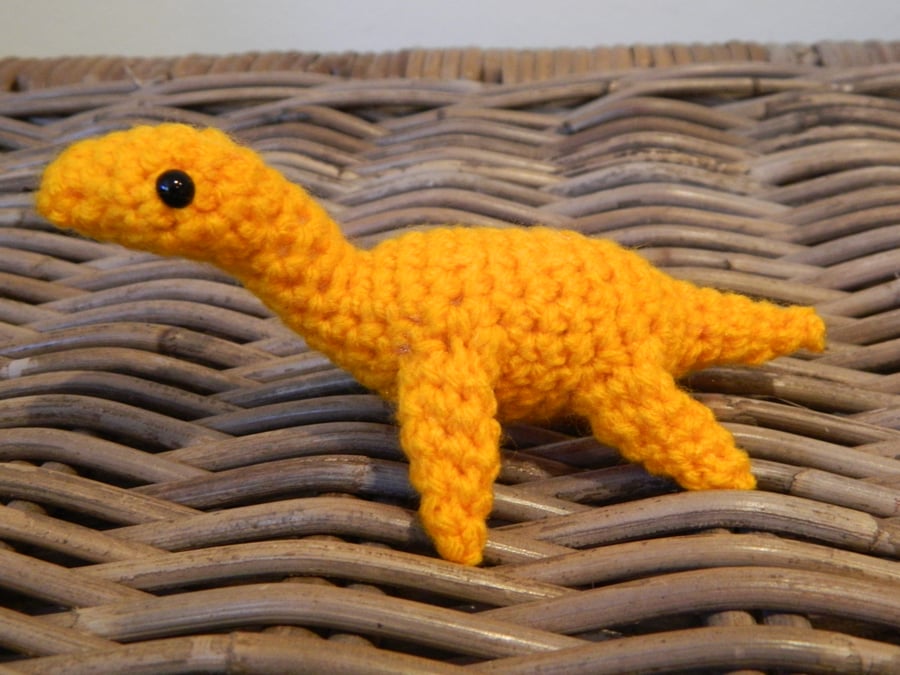 Percy the tiny Plesiosaur toy dinosaur, rainbow pocket dinos crochet plush