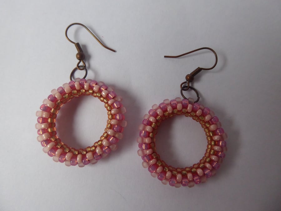 Pink beaded earrings