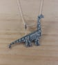 Sterling Silver Brontosaurus Fossil Necklace (SKU130625)