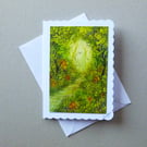 hand painted fantasy woodland greetings  card ( ref FA  311 A2 )