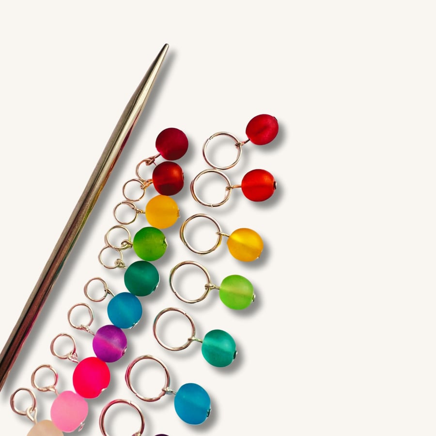 Rainbow Stitch markers, Glass - Frosted Bon Bons