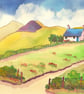Hillside Cottage, Brecon Beacons, Original Watercolour, in 14 x 11'' Mount