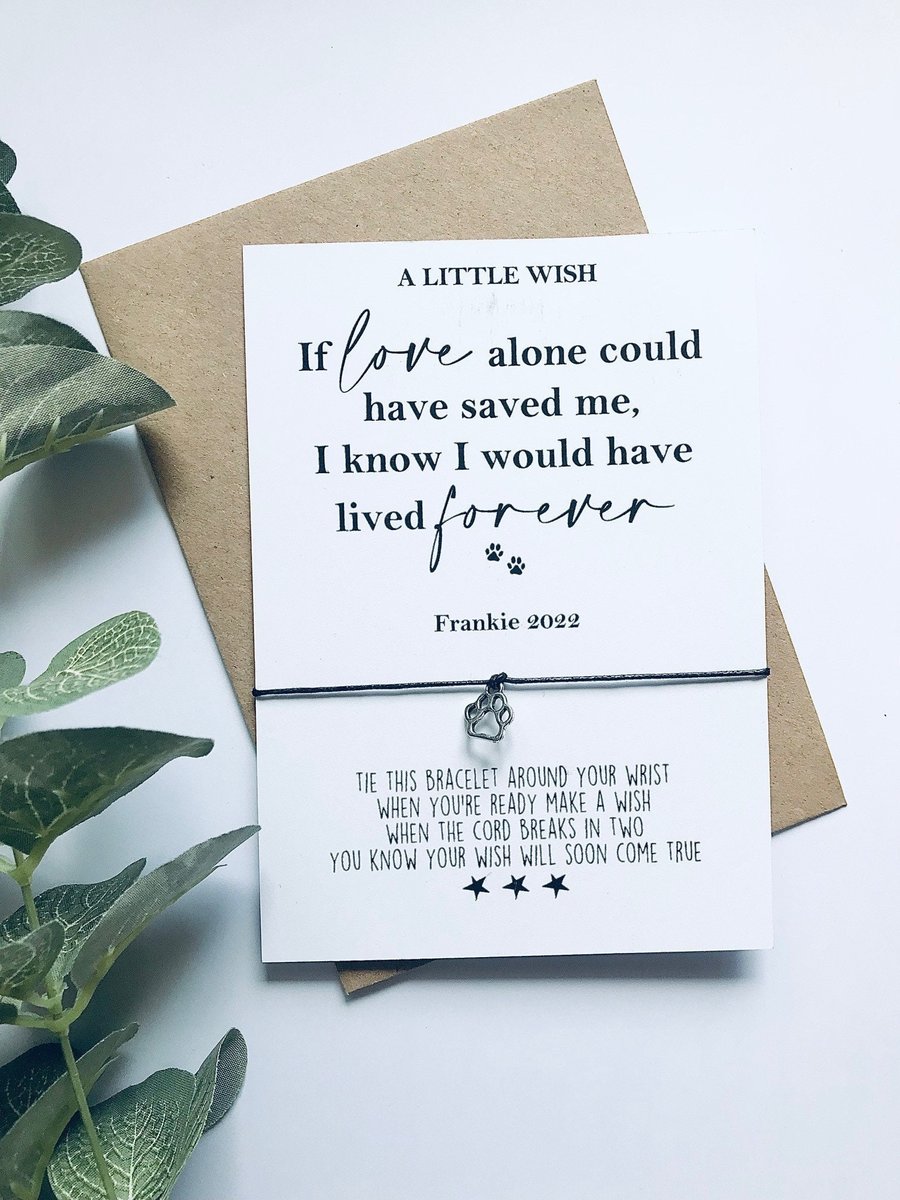 Wish bracelet, pet loss, dog memorial, pet memorial gift, in memory of, special 