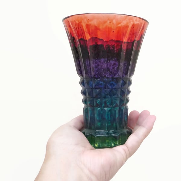 Rainbow Vase - Small Handpainted