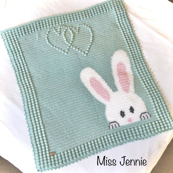 Bunny blanket, baby blanket, travel blanket, Crochet Blanket, Stroller blanket