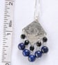 Fringed hammered silver and blue lapis pendant - Image 3