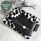 Black and White Animal Print Cat Motif Purse or Small Makeup bag (incl P&P)