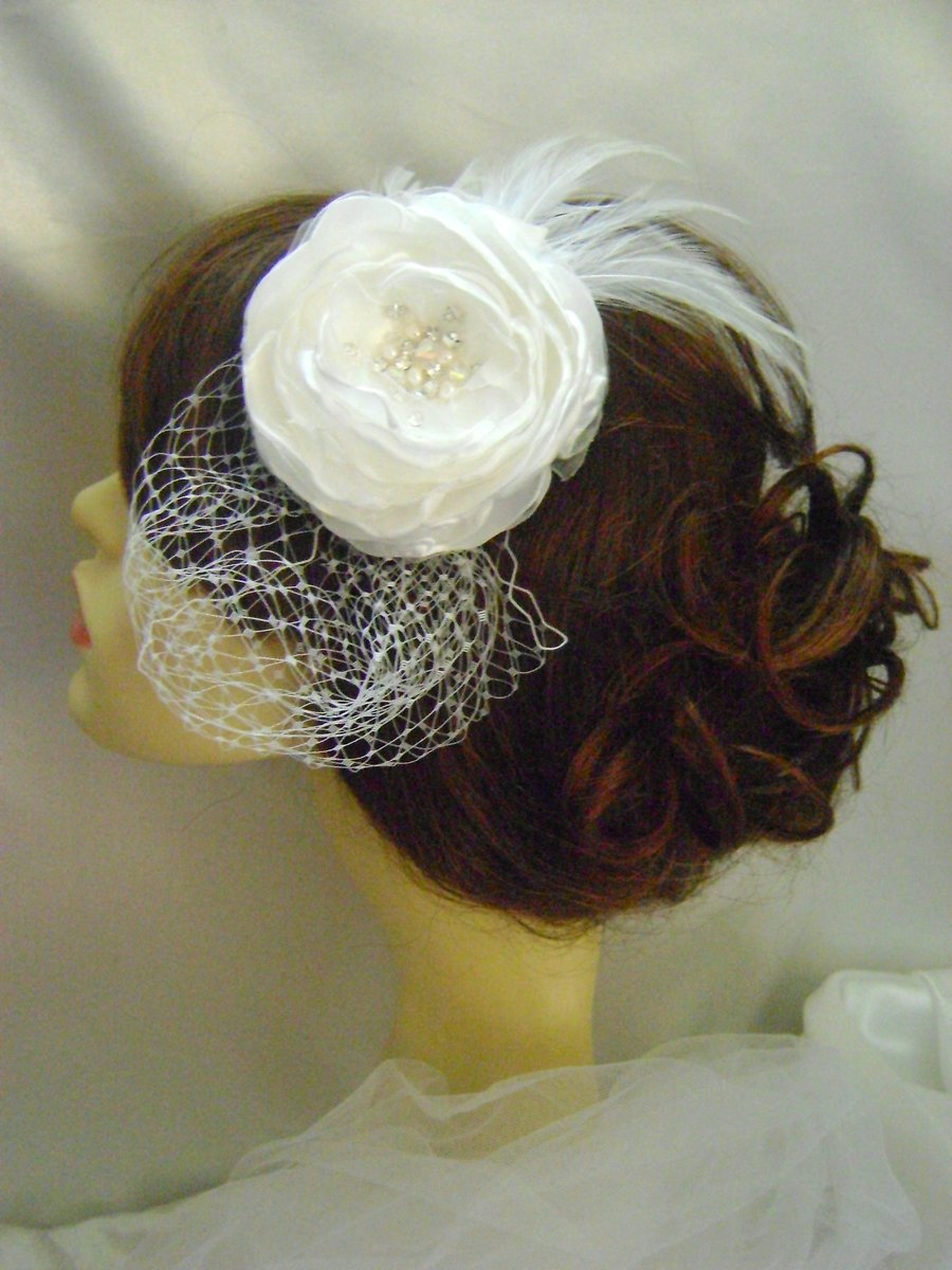 Iris - Ivory Jewelled Bridal Flower Headband - Other Options Available
