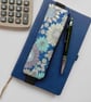 Pencil case for cover of book diary journal blue floral fabric - Image 2