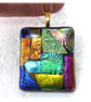 Dichroic Glass S008 Supersize Patchwork Pendant with Gold plated chain - Image 1