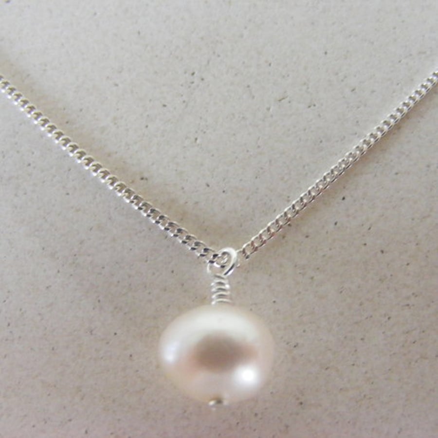 Sterling silver and freshwater pearl necklace