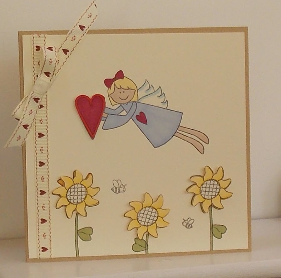 Prim Angel Folk Art Card