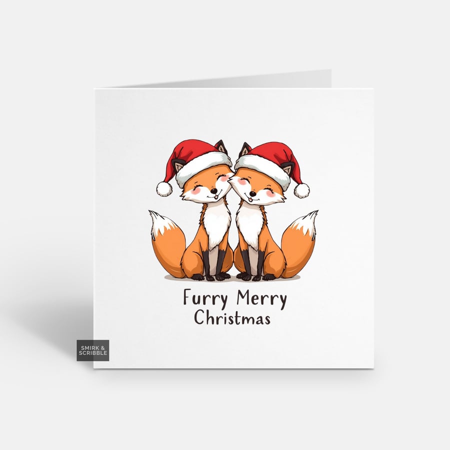 Unique Funny Christmas Card - Cute Xmas Greeting - Fox 