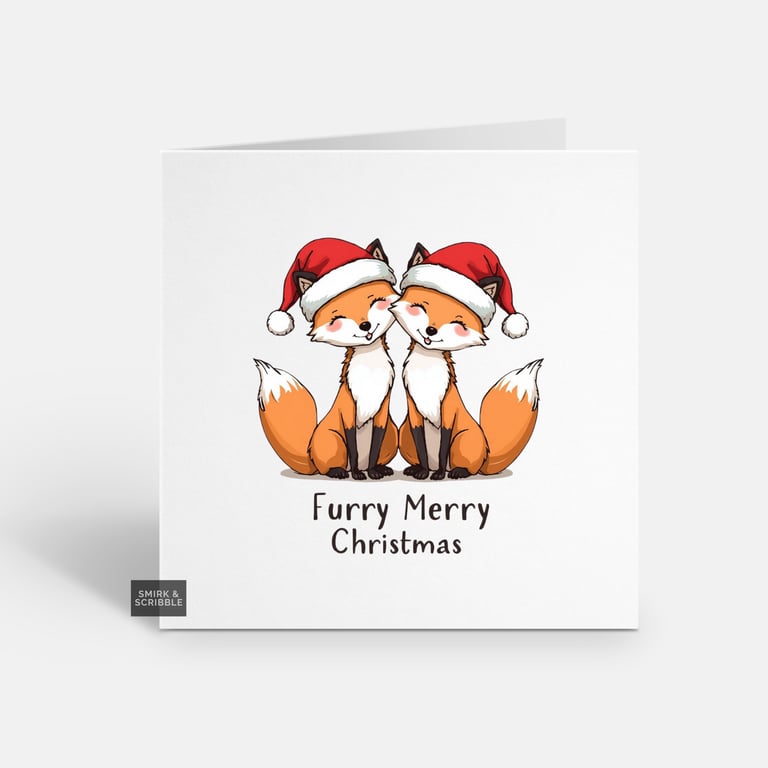 Unique Funny Christmas Card - Cute Xmas Greeting - Fox 