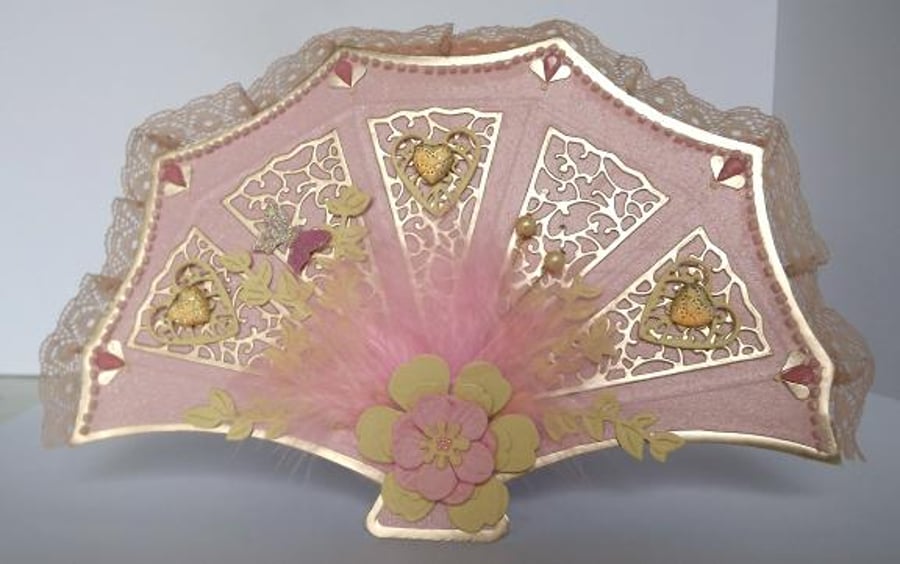 Fan shaped wedding, birthday, blank card