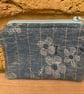 Blue Chambray Floral Fabric Quilted Mini Purse - Image 2