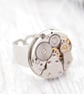 Mens Steampunk Ring with Real Antique Watch Work, Clockwork Signet Ring - Image 3