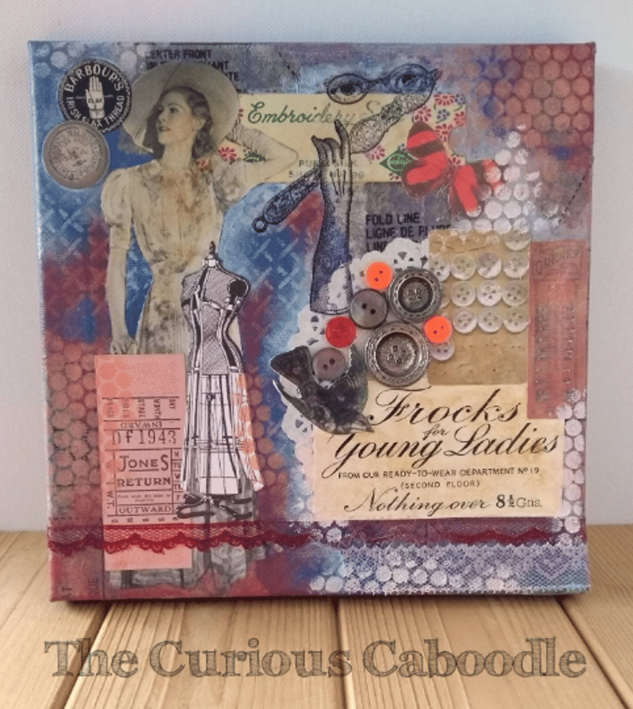 Frocks for Young Ladies Mixed Media Art on Canvas
