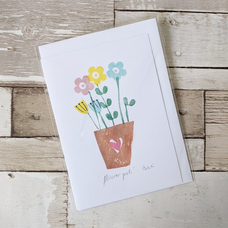 Hand Printed Greetings Card Flowers