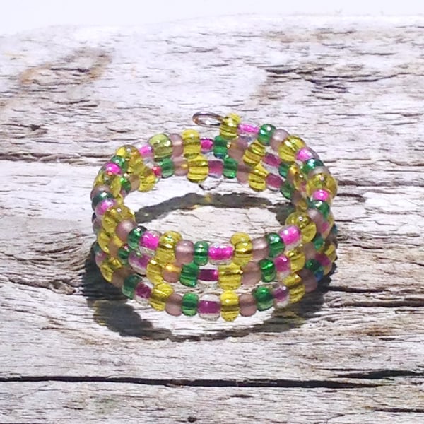 Multi-Coloured Memory Wire Ring - UK Free Post