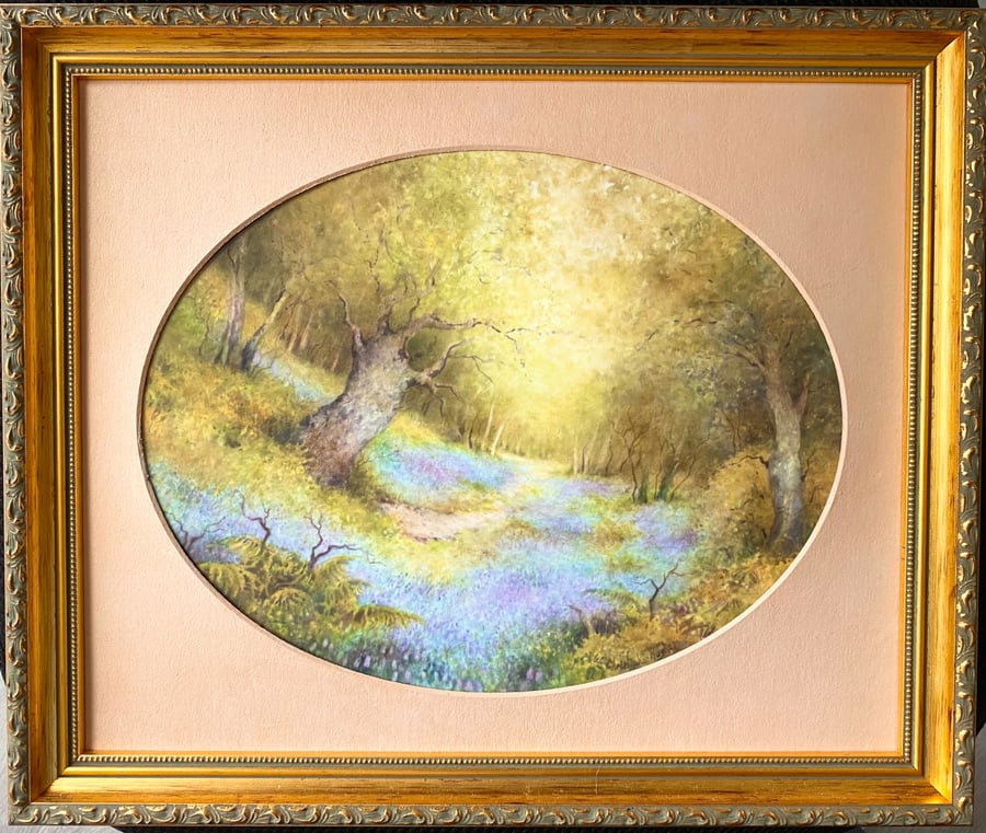 Bluebell Wood . Knightwick . Handpainted oval plaque 
