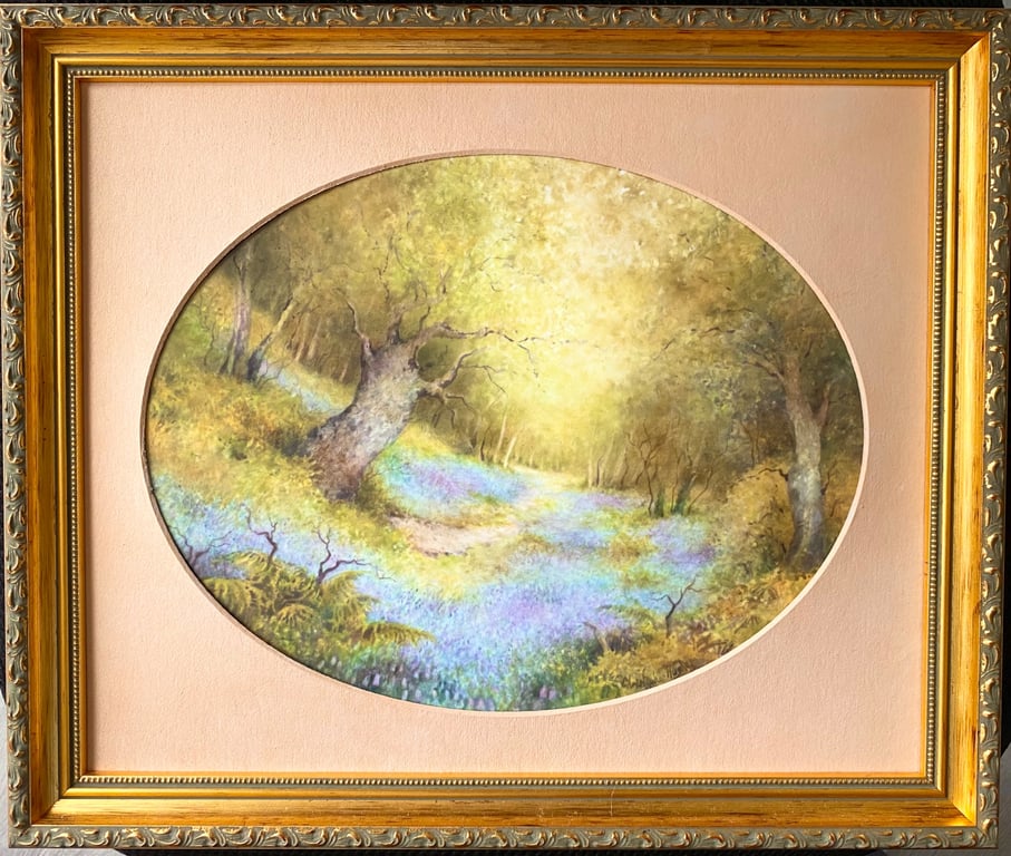 Bluebell Wood . Knightwick . Handpainted oval plaque 