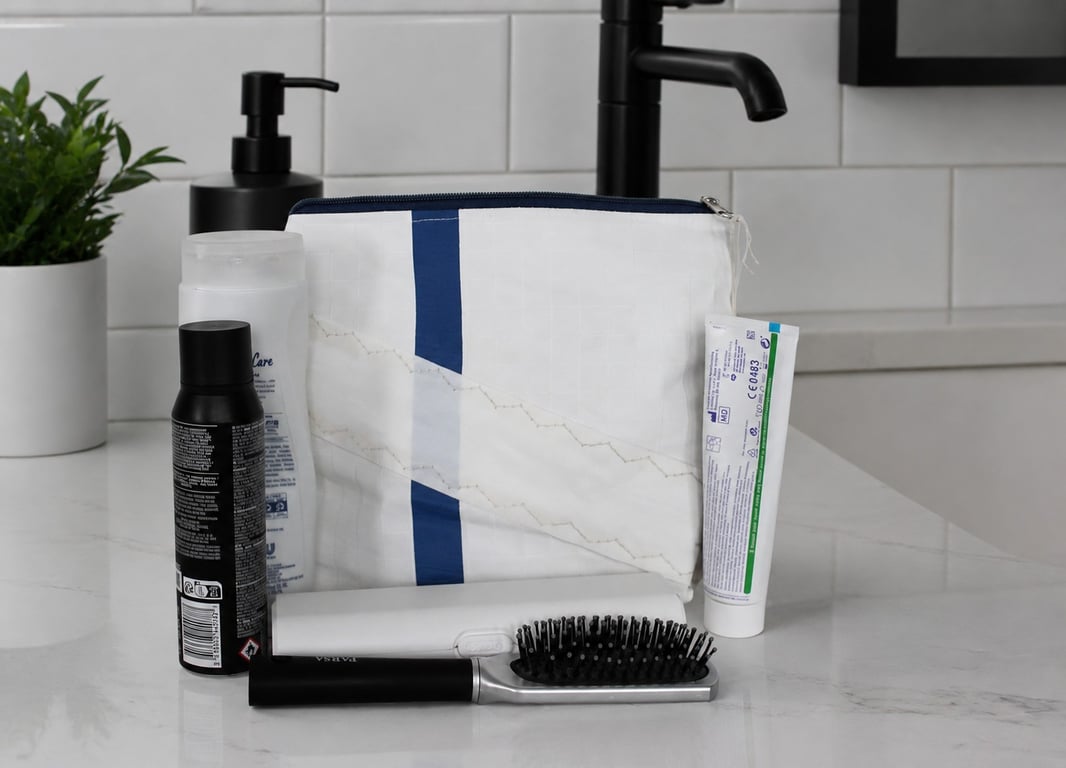 Toiletry Bag - Washbag - Kit Bag - made of white upcycled Sailcloth