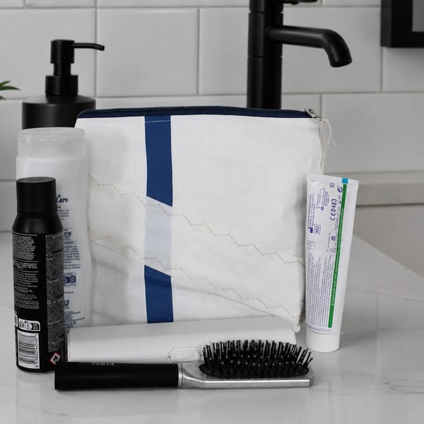 Toiletry Bag - Washbag - Kit Bag - made of white upcycled Sailcloth