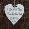 Shabby chic distressed lge heart wedding personalised plaque