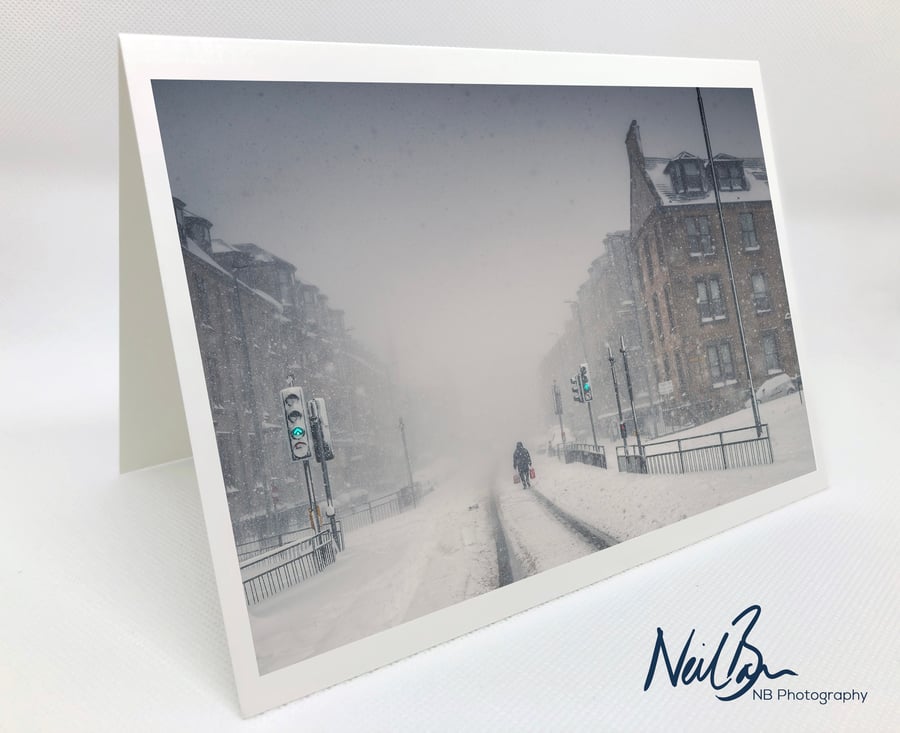 Nelson Street Greenock Snow Scene - Scotland Greeting Card by Neil Barr