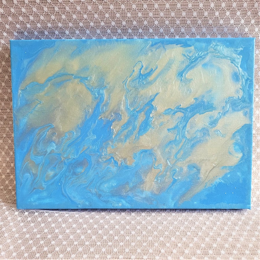 Blue fluid art canvas