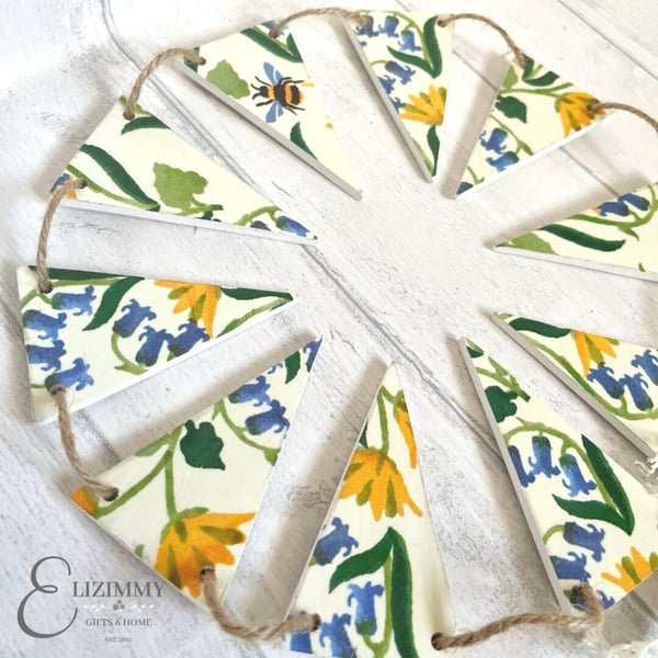 Spring Summer Themed Bunting. Decoupaged in Emma Bridgewater Design